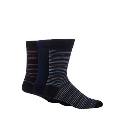 J by Jasper Conran Designer pack of three blue mercerised cotton blend socks